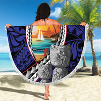 Hafa Adai Guam Seal Latte Stones Artwork Beach Blanket LT9 - Polynesian Pride