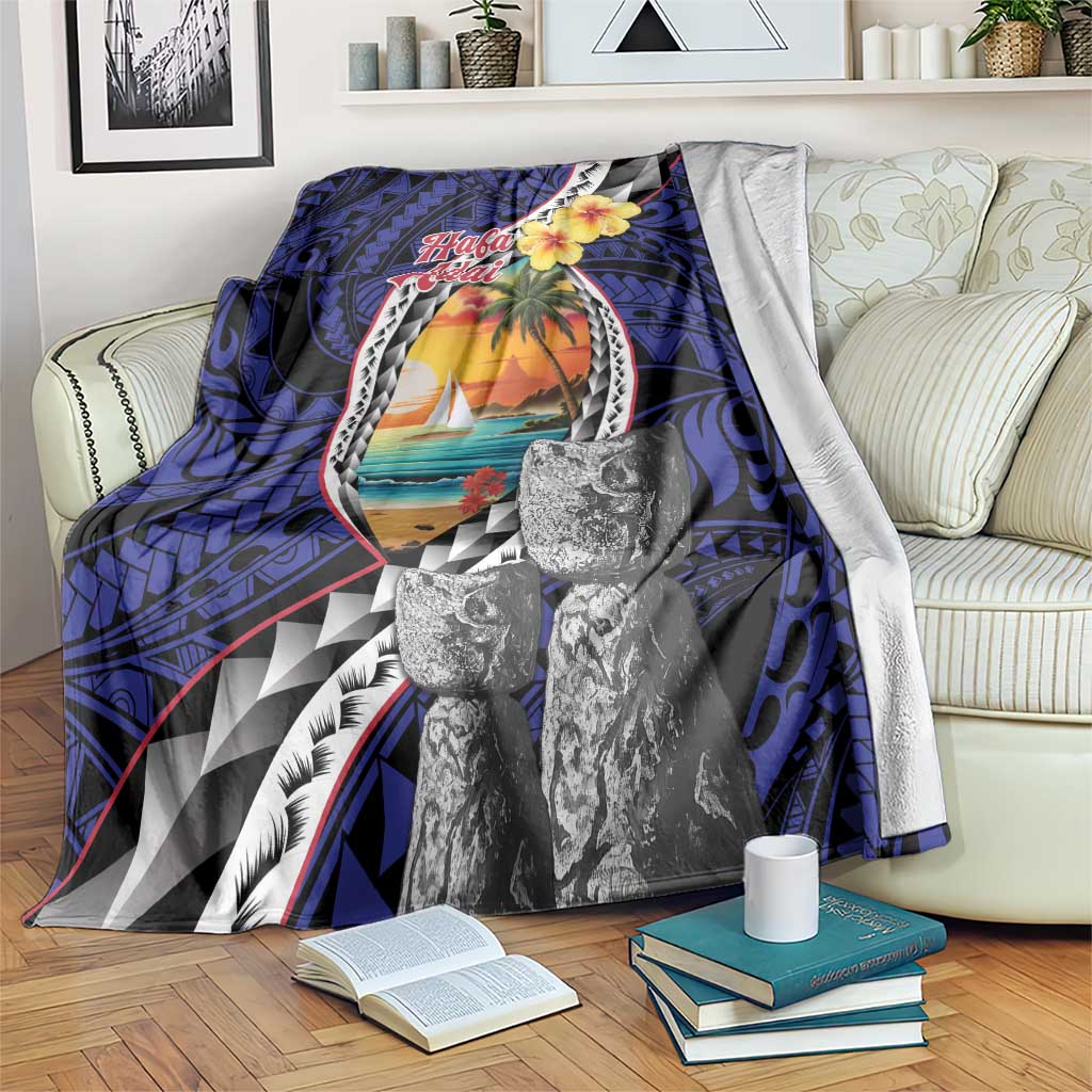 Hafa Adai Guam Seal Latte Stones Artwork Blanket LT9 Blue - Polynesian Pride