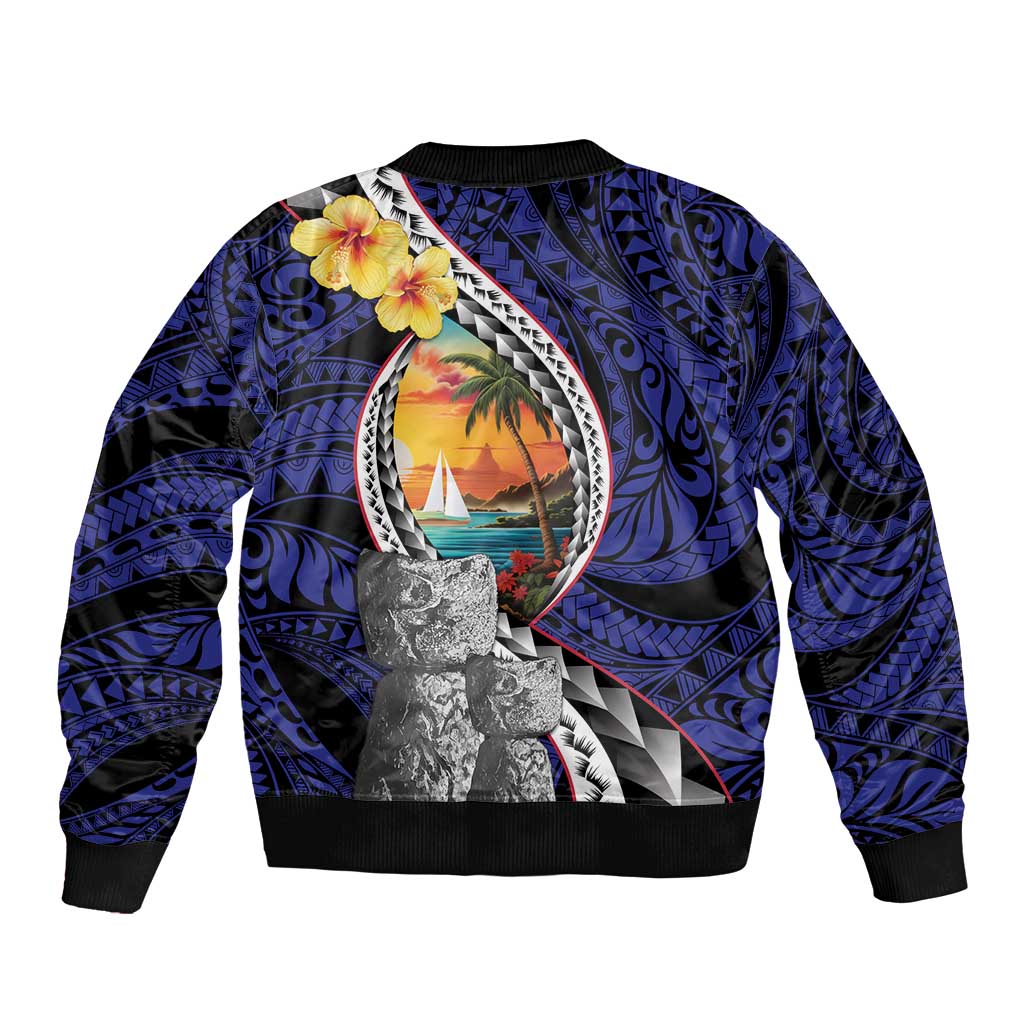 Hafa Adai Guam Seal Latte Stones Artwork Bomber Jacket LT9 - Polynesian Pride