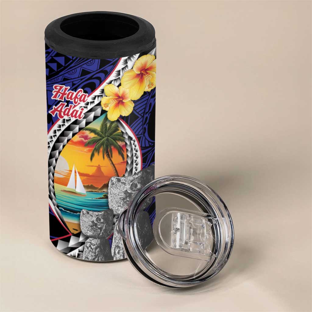Hafa Adai Guam Seal Latte Stones Artwork 4 in 1 Can Cooler Tumbler LT9 - Polynesian Pride