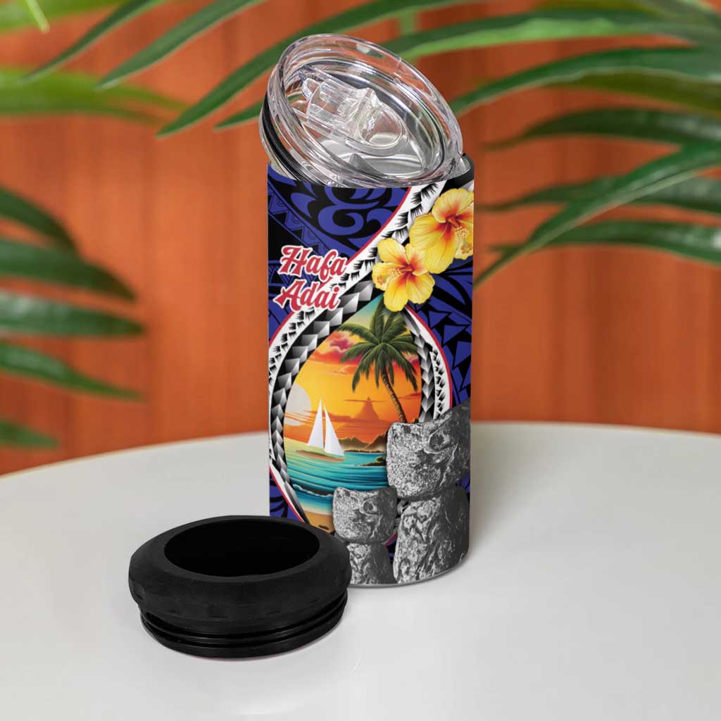 Hafa Adai Guam Seal Latte Stones Artwork 4 in 1 Can Cooler Tumbler LT9 - Polynesian Pride