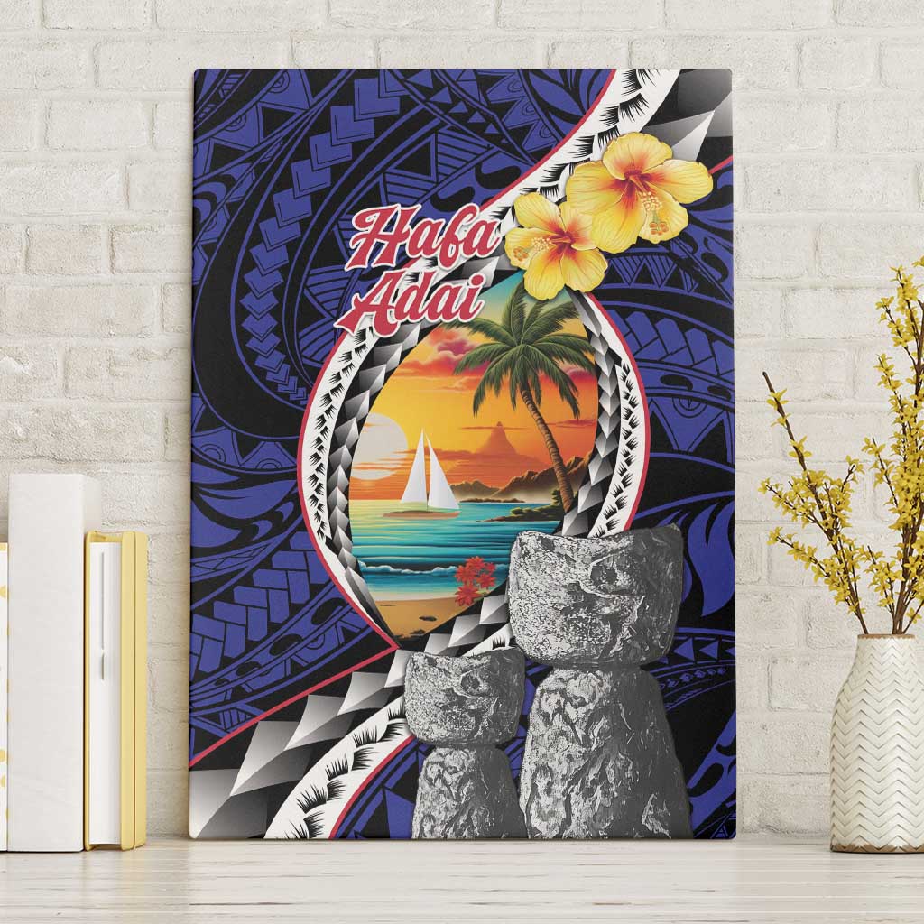 Hafa Adai Guam Seal Latte Stones Artwork Canvas Wall Art LT9 Without Frame Blue - Polynesian Pride