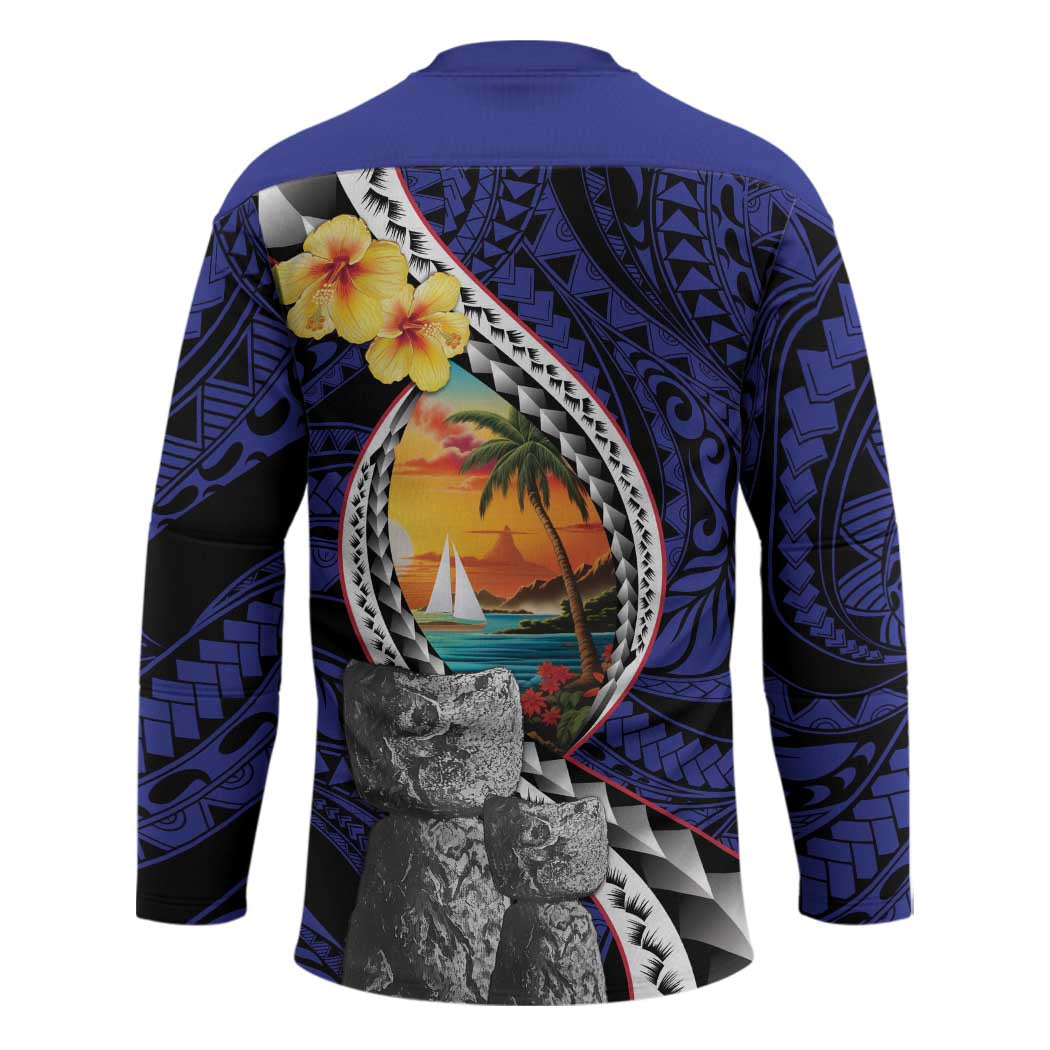 Hafa Adai Guam Seal Latte Stones Artwork Hockey Jersey LT9 - Polynesian Pride