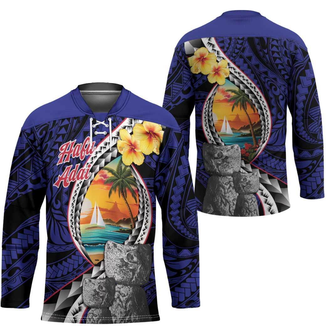 Hafa Adai Guam Seal Latte Stones Artwork Hockey Jersey LT9 - Polynesian Pride