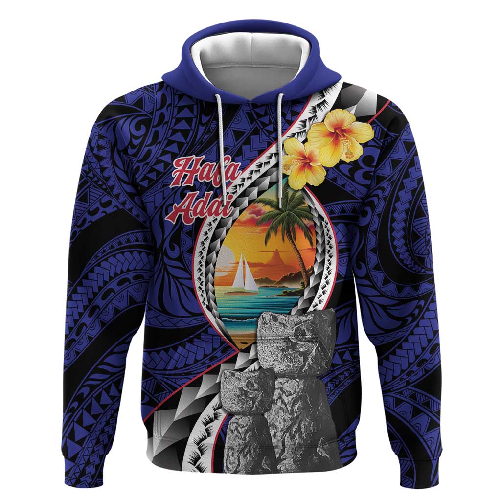 Hafa Adai Guam Seal Latte Stones Artwork Hoodie LT9 Pullover Hoodie Blue - Polynesian Pride