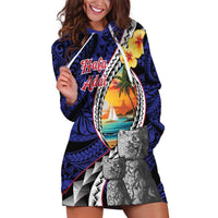 Hafa Adai Guam Seal Latte Stones Artwork Hoodie Dress LT9 Blue - Polynesian Pride