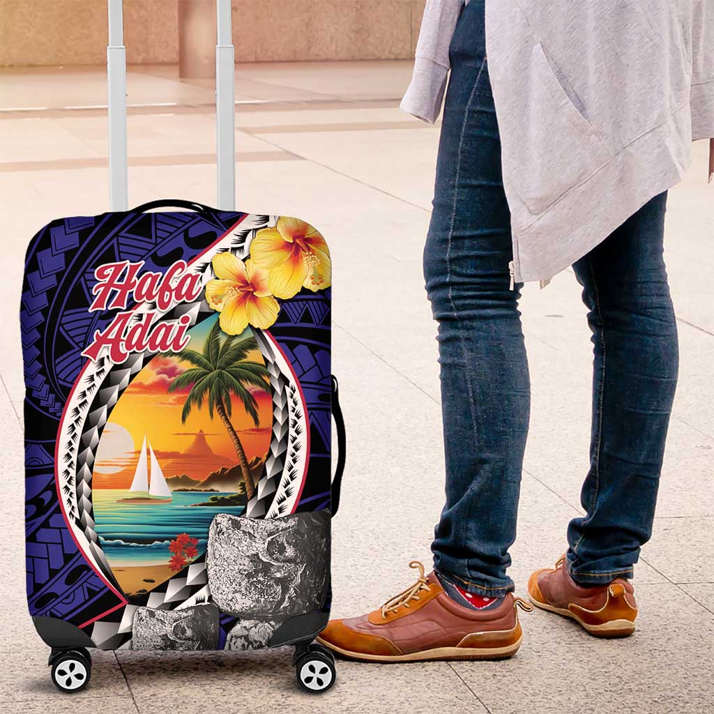 Hafa Adai Guam Seal Latte Stones Artwork Luggage Cover LT9 Blue - Polynesian Pride
