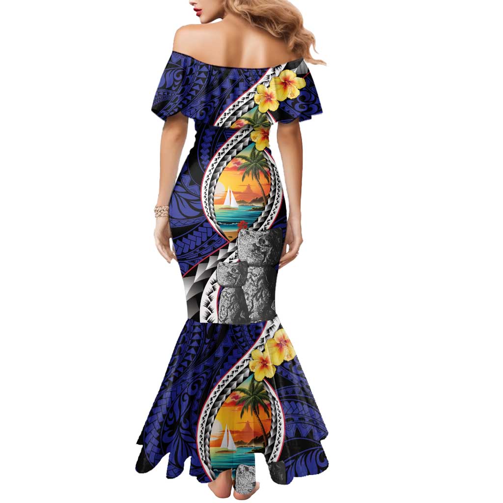 Hafa Adai Guam Seal Latte Stones Artwork Mermaid Dress LT9 - Polynesian Pride