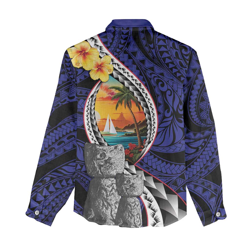 Hafa Adai Guam Seal Latte Stones Artwork Women Casual Shirt LT9 - Polynesian Pride