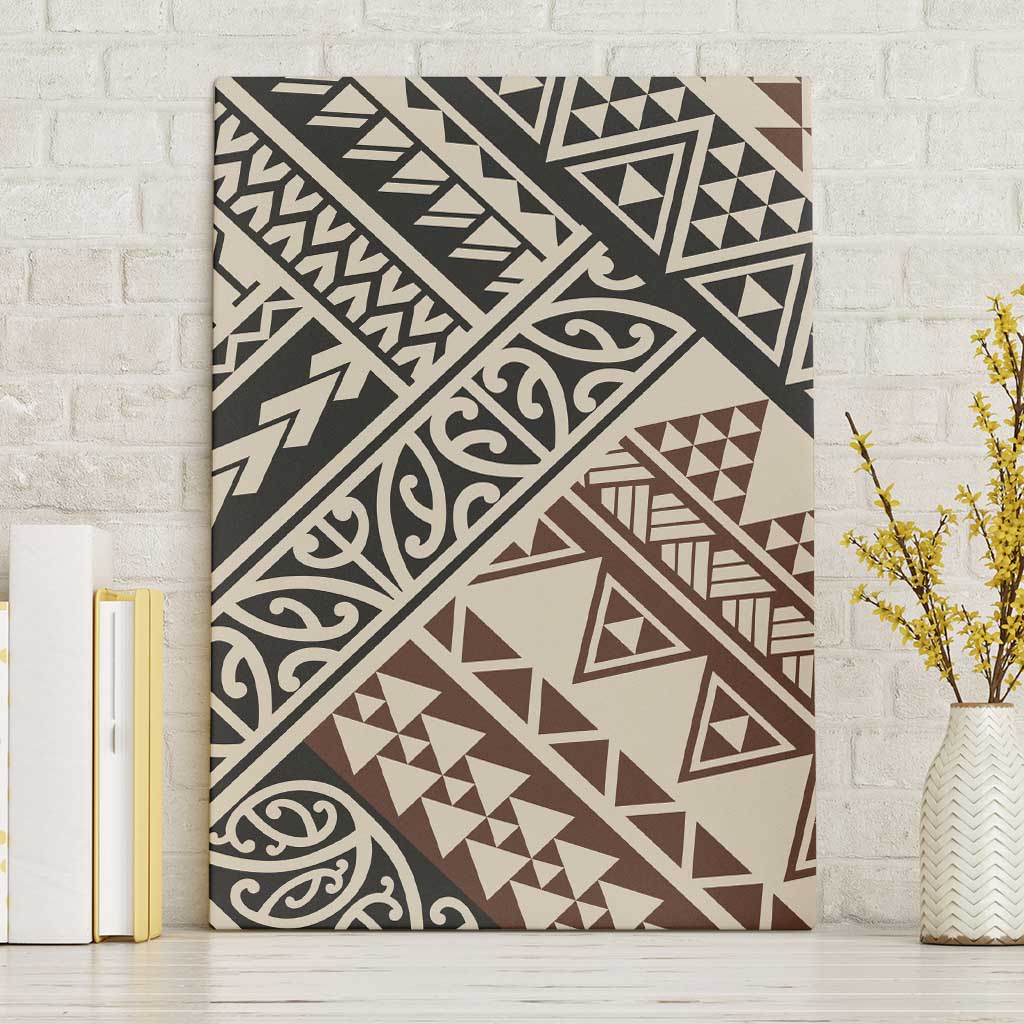 Niho Taniwha Kowhaiwhai Canvas Wall Art LT9 Without Frame Beige - Polynesian Pride