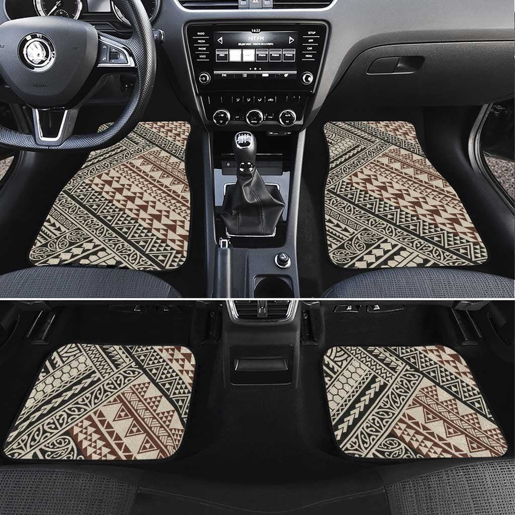 Niho Taniwha Kowhaiwhai Car Mats LT9 Set 4pcs Beige - Polynesian Pride