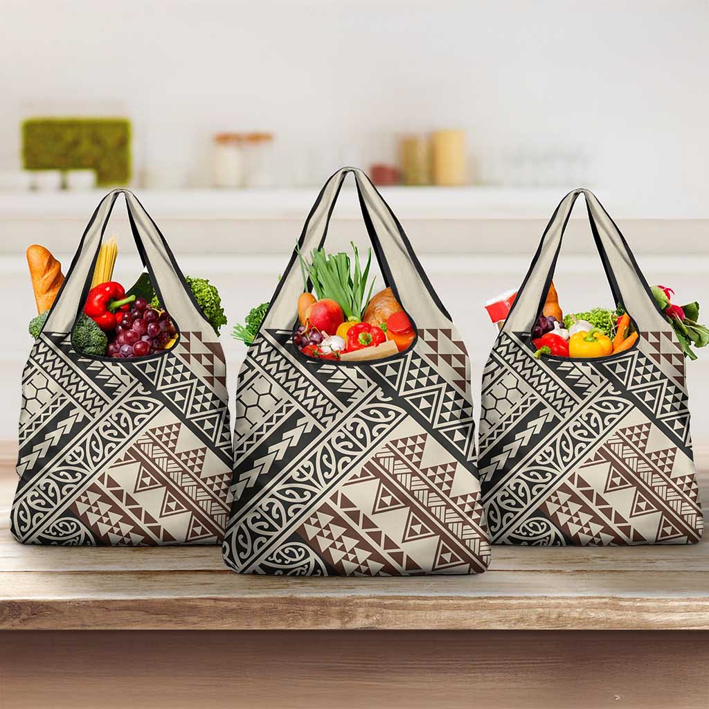 Niho Taniwha Kowhaiwhai Grocery Bag LT9 3-pack One Size Beige - Polynesian Pride
