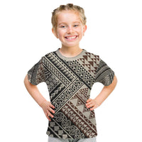 Niho Taniwha Kowhaiwhai Kid T Shirt LT9 Beige - Polynesian Pride