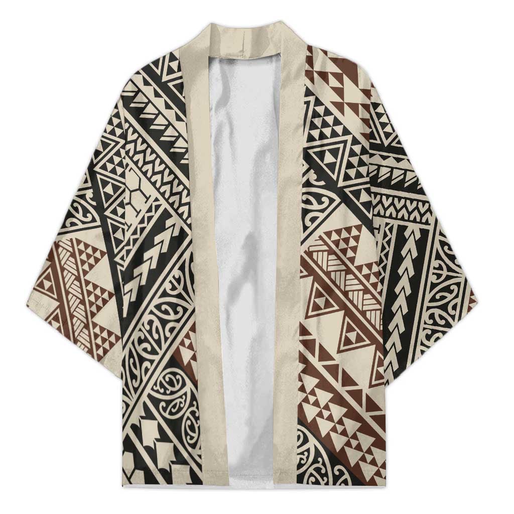 Niho Taniwha Kowhaiwhai Kimono LT9 Unisex Beige - Polynesian Pride