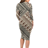 Niho Taniwha Kowhaiwhai Long Sleeve Bodycon Dress LT9 - Polynesian Pride