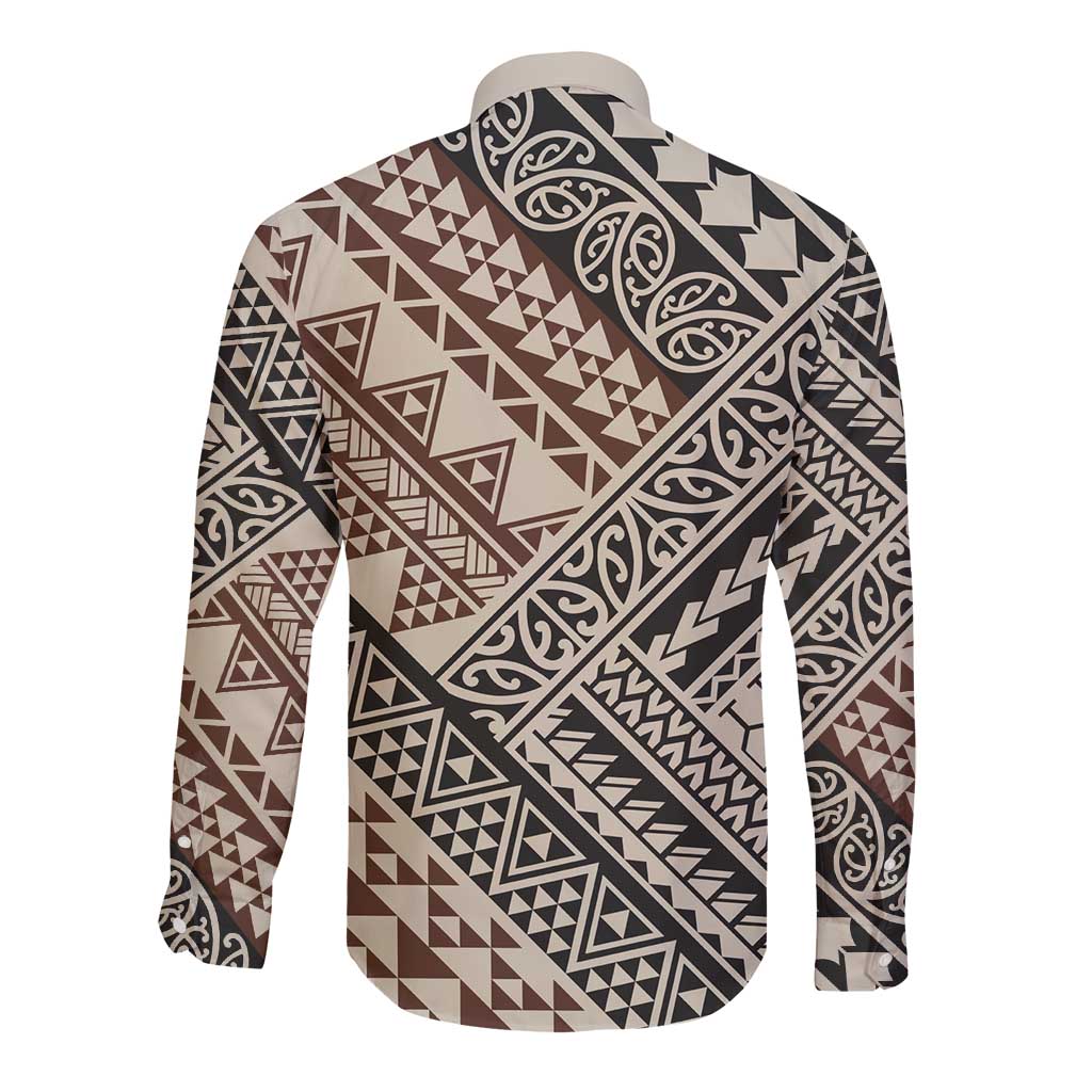 Niho Taniwha Kowhaiwhai Long Sleeve Button Shirt LT9 - Polynesian Pride