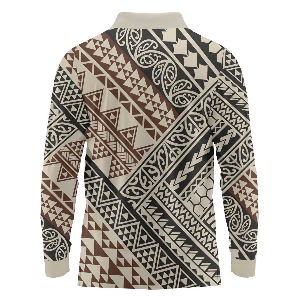 Niho Taniwha Kowhaiwhai Long Sleeve Polo Shirt LT9 - Polynesian Pride