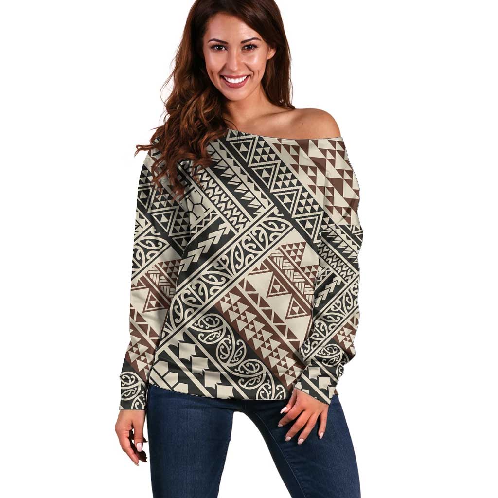 Niho Taniwha Kowhaiwhai Off Shoulder Sweater