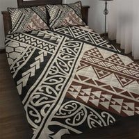 Niho Taniwha Kowhaiwhai Quilt Bed Set LT9 Beige - Polynesian Pride