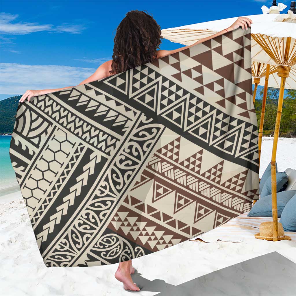 Niho Taniwha Kowhaiwhai Sarong LT9 One Size 44 x 66 inches Beige - Polynesian Pride