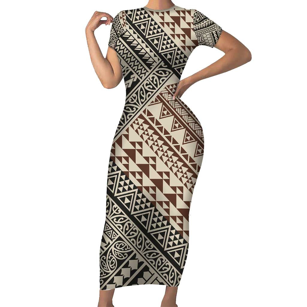 Niho Taniwha Kowhaiwhai Short Sleeve Bodycon Dress