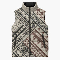 Niho Taniwha Kowhaiwhai Sleeveless Puffer Jacket LT9 Unisex Beige - Polynesian Pride