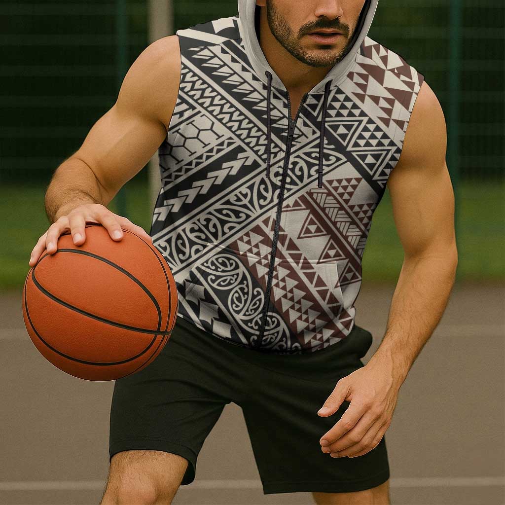 Niho Taniwha Kowhaiwhai Sleeveless Zip Hoodie LT9 - Polynesian Pride