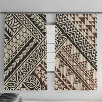 Niho Taniwha Kowhaiwhai Window Curtain LT9 With Hooks Beige - Polynesian Pride