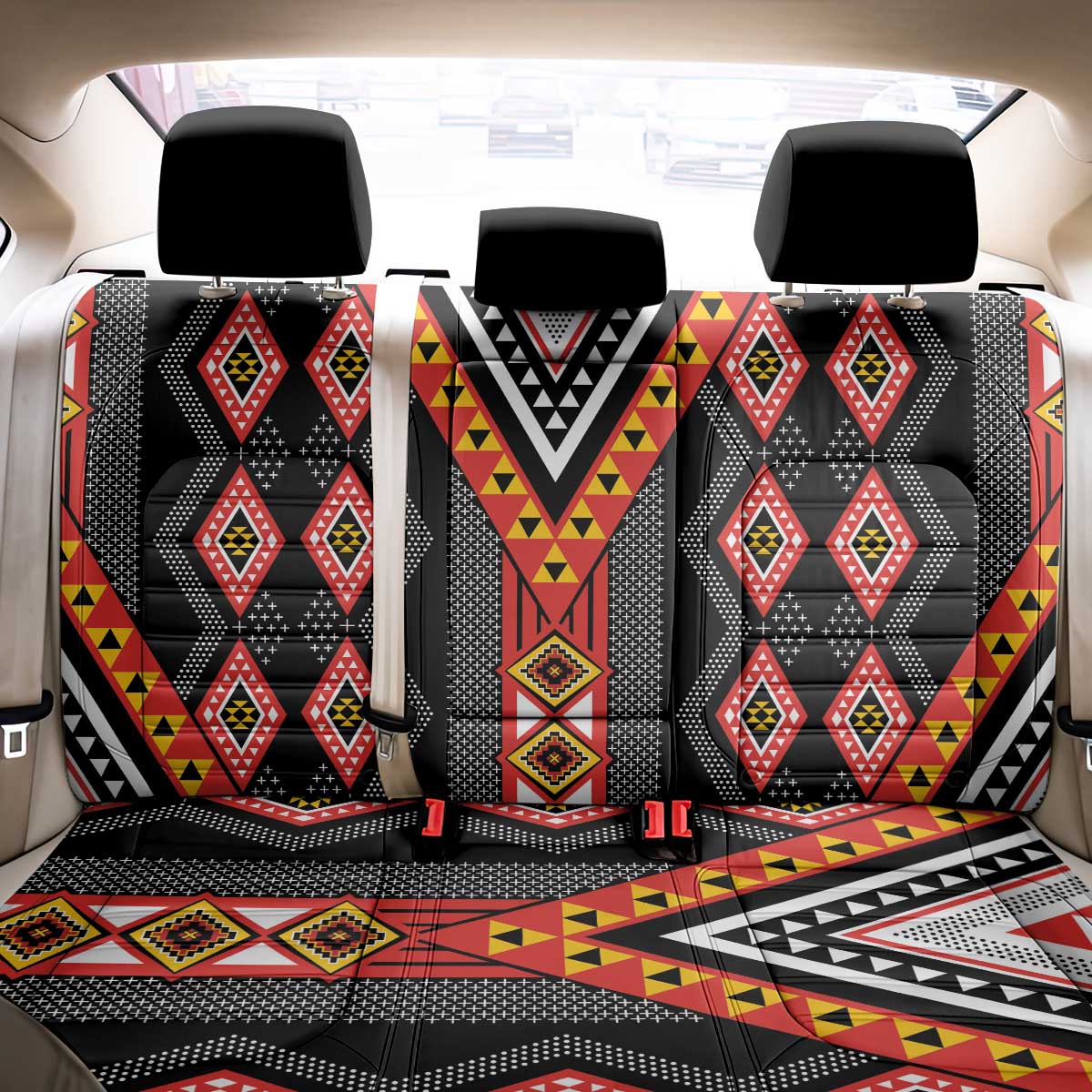 Niho Taniwha Taniko Motif Back Car Seat Cover LT9 - Polynesian Pride