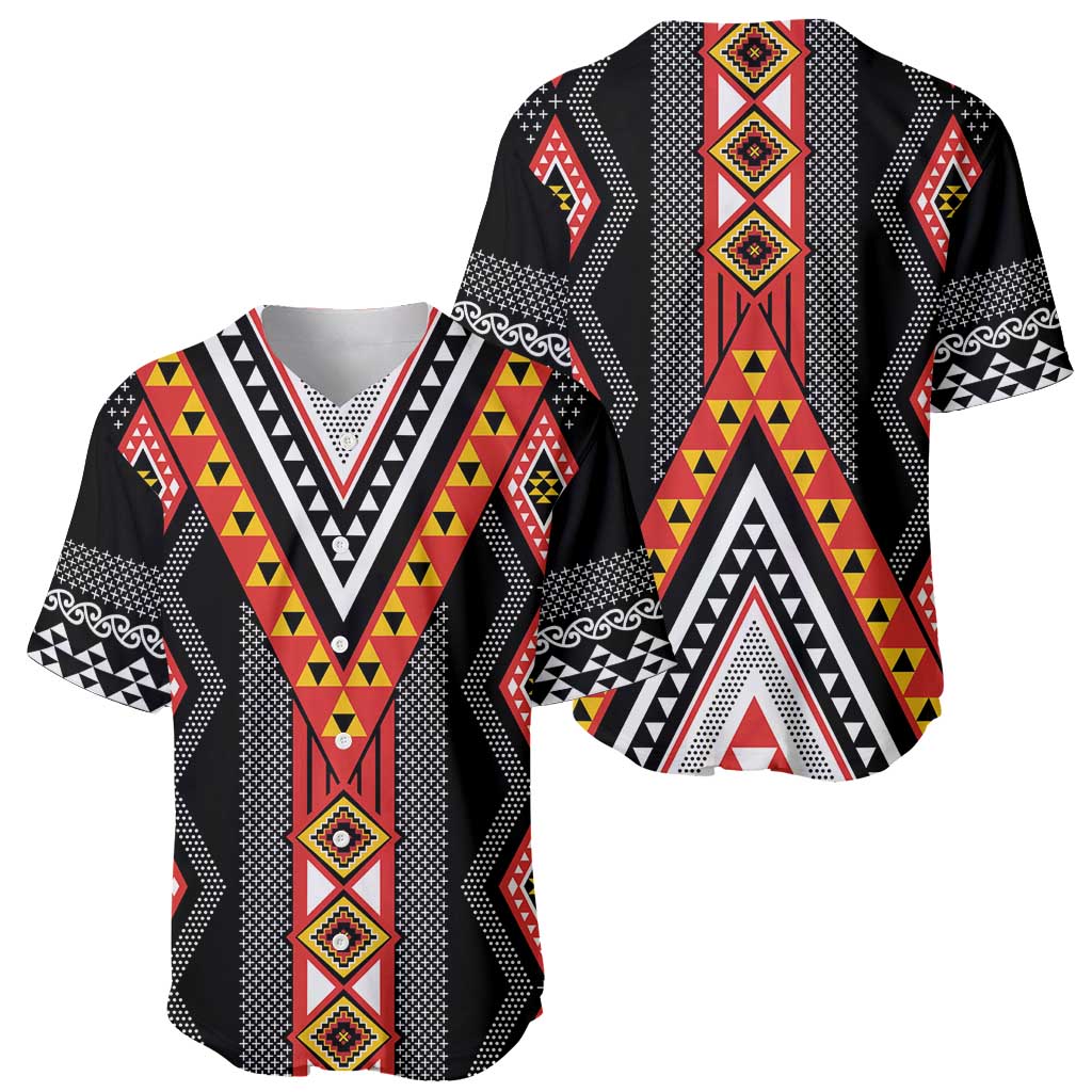 Niho Taniwha Taniko Motif Baseball Jersey LT9 - Polynesian Pride