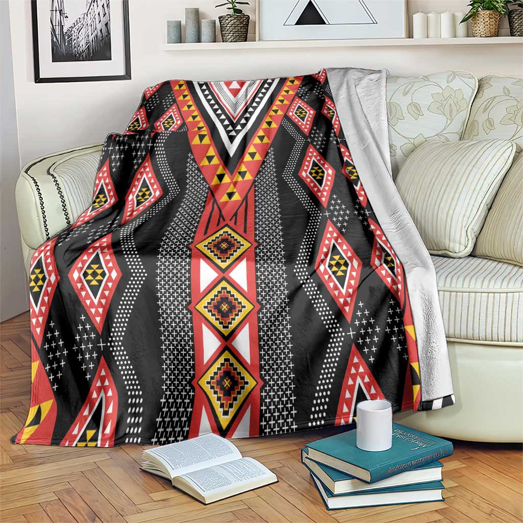 Niho Taniwha Taniko Motif Blanket LT9 Red - Polynesian Pride