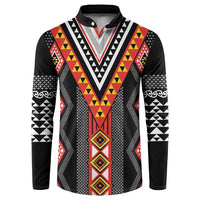 Niho Taniwha Taniko Motif Button Sweatshirt LT9 Red - Polynesian Pride