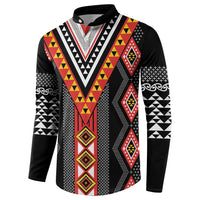 Niho Taniwha Taniko Motif Button Sweatshirt LT9 - Polynesian Pride