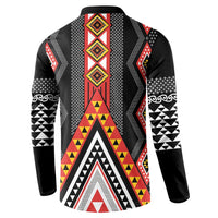 Niho Taniwha Taniko Motif Button Sweatshirt LT9 - Polynesian Pride