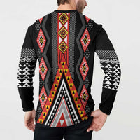 Niho Taniwha Taniko Motif Button Sweatshirt LT9 - Polynesian Pride