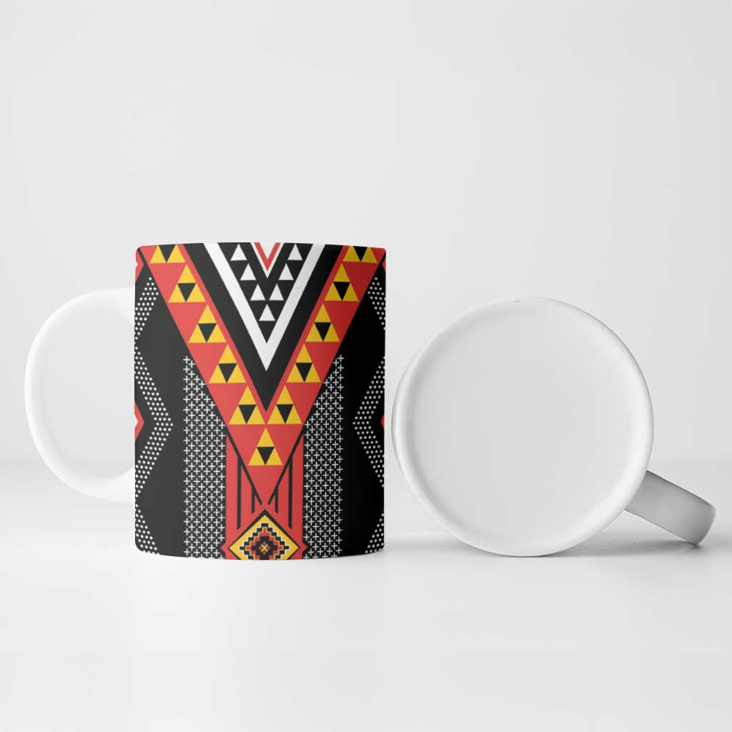 Niho Taniwha Taniko Motif Ceramic Mug LT9 - Polynesian Pride