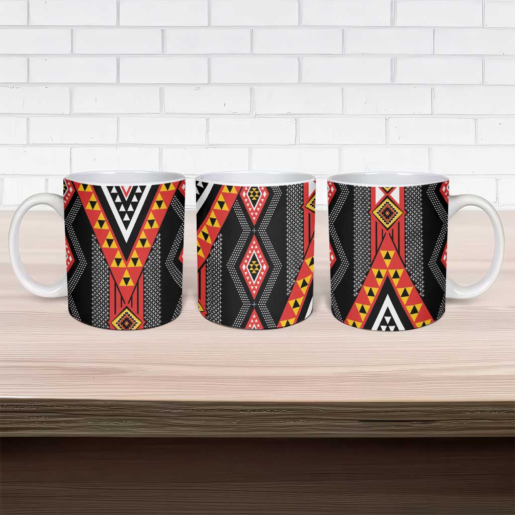 Niho Taniwha Taniko Motif Ceramic Mug LT9 - Polynesian Pride