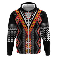Niho Taniwha Taniko Motif Hoodie LT9 Zip Hoodie Red - Polynesian Pride