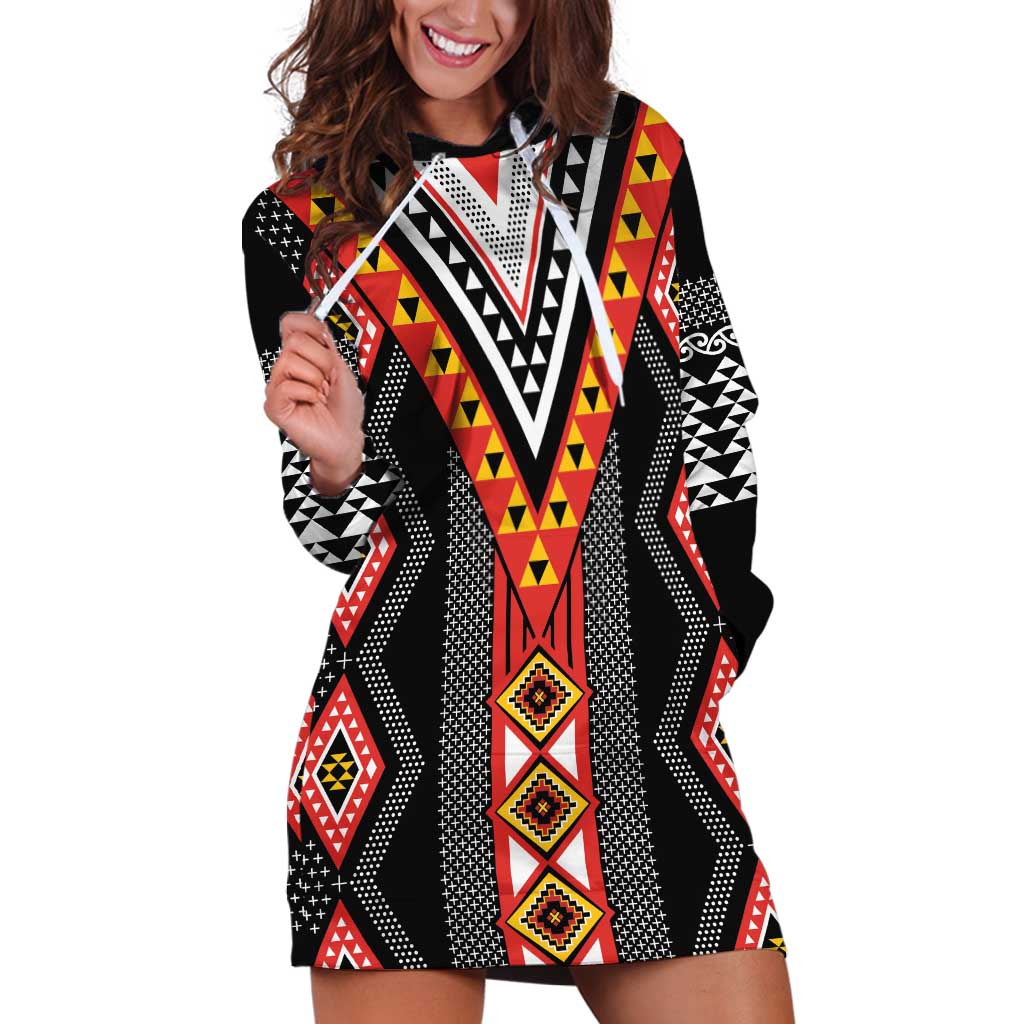 Niho Taniwha Taniko Motif Hoodie Dress