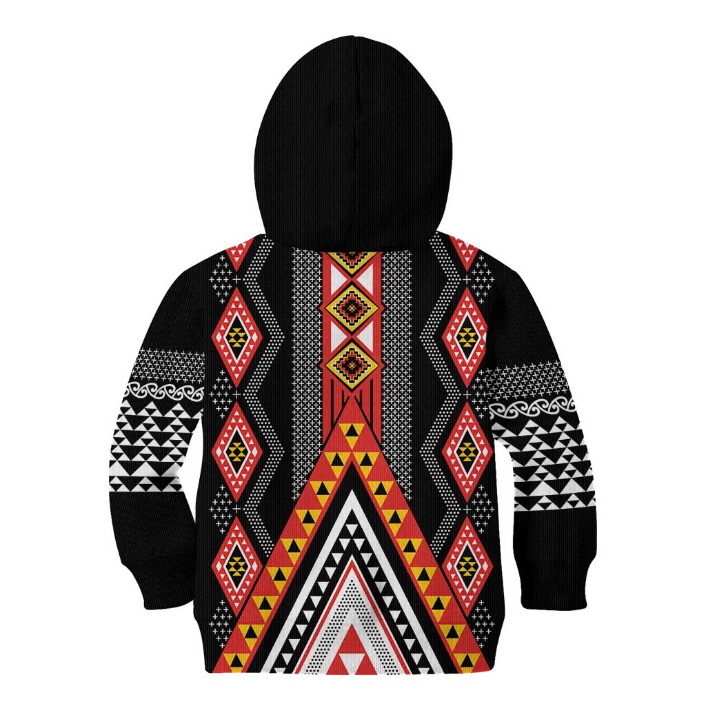 Niho Taniwha Taniko Motif Kid Hoodie LT9 - Polynesian Pride