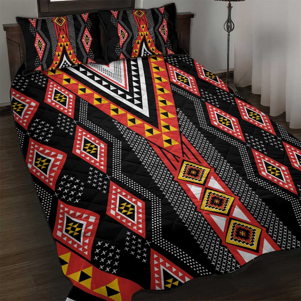 Niho Taniwha Taniko Motif Quilt Bed Set LT9 Red - Polynesian Pride