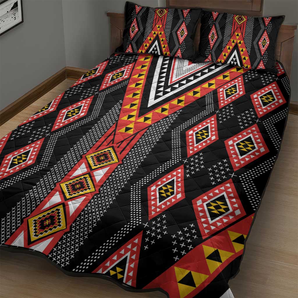 Niho Taniwha Taniko Motif Quilt Bed Set LT9 - Polynesian Pride