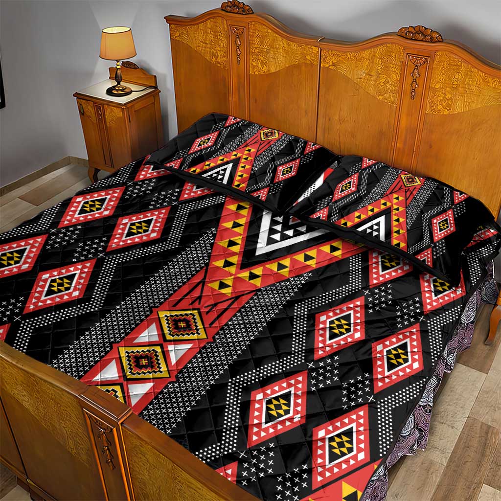 Niho Taniwha Taniko Motif Quilt Bed Set LT9 - Polynesian Pride