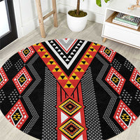 Niho Taniwha Taniko Motif Round Carpet LT9 Red - Polynesian Pride
