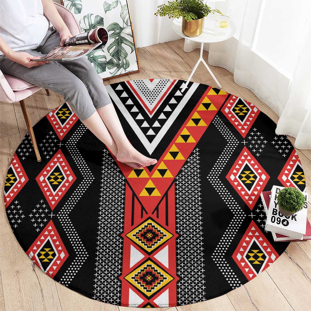 Niho Taniwha Taniko Motif Round Carpet LT9 - Polynesian Pride
