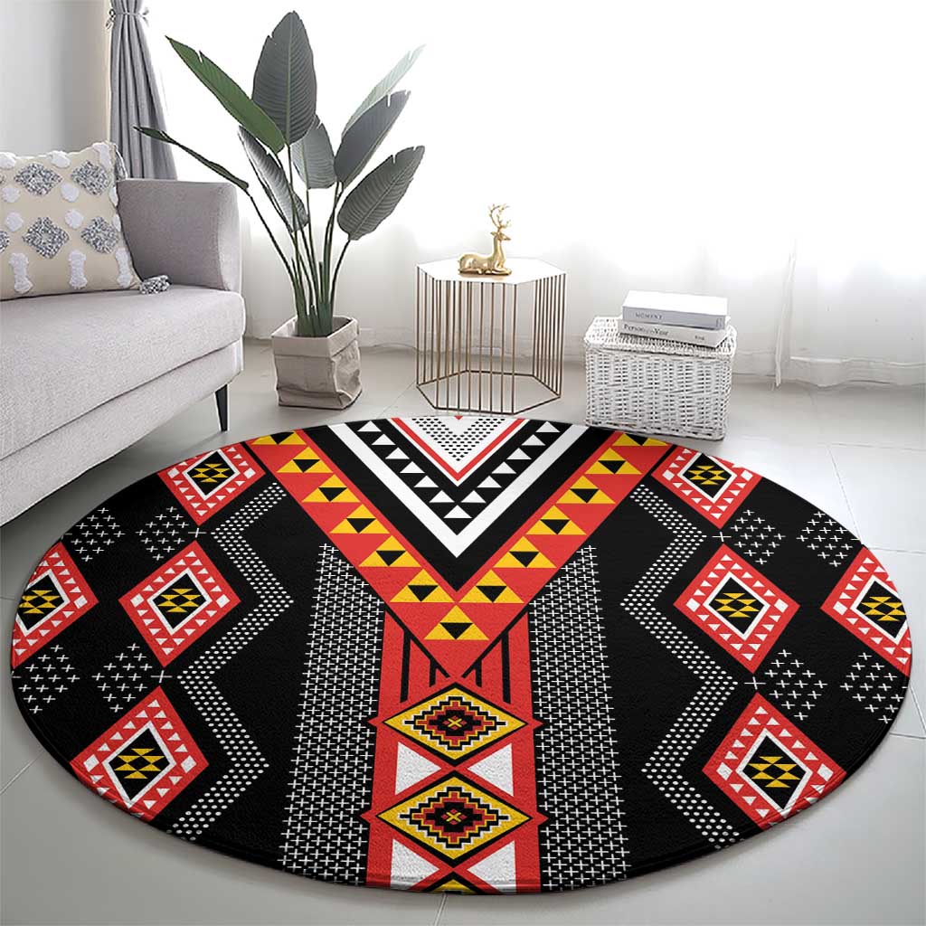 Niho Taniwha Taniko Motif Round Carpet LT9 - Polynesian Pride