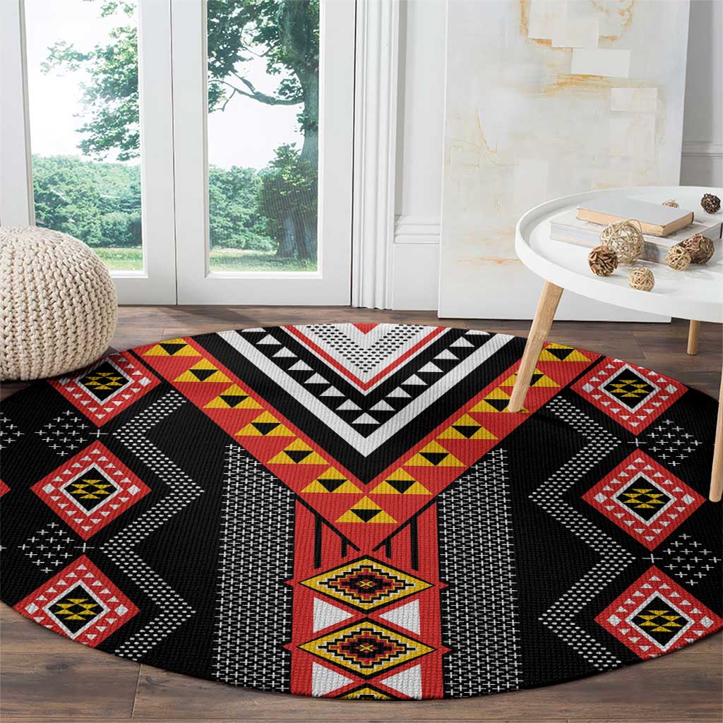 Niho Taniwha Taniko Motif Round Carpet LT9 - Polynesian Pride