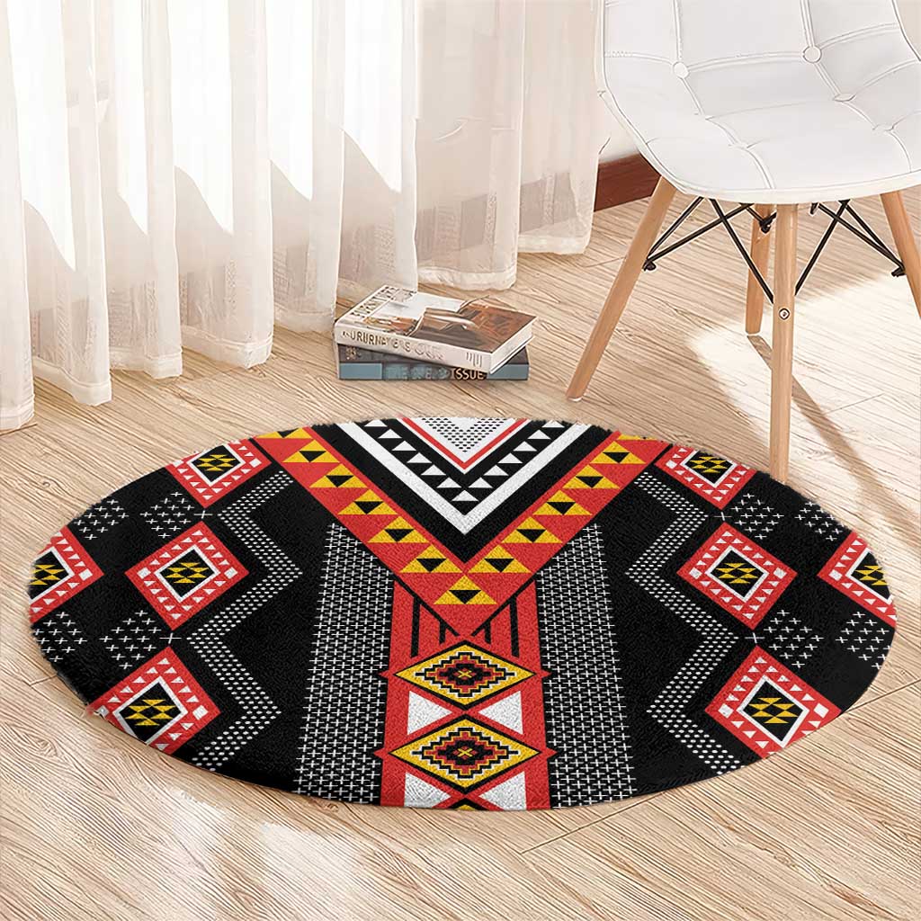 Niho Taniwha Taniko Motif Round Carpet LT9 - Polynesian Pride