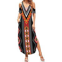 Niho Taniwha Taniko Motif Summer Maxi Dress LT9 Women Red - Polynesian Pride