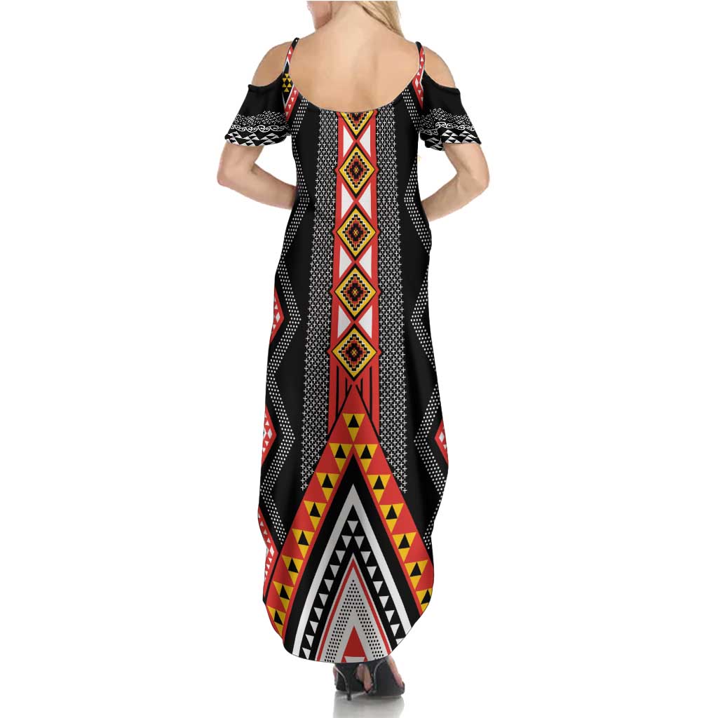 Niho Taniwha Taniko Motif Summer Maxi Dress LT9 - Polynesian Pride
